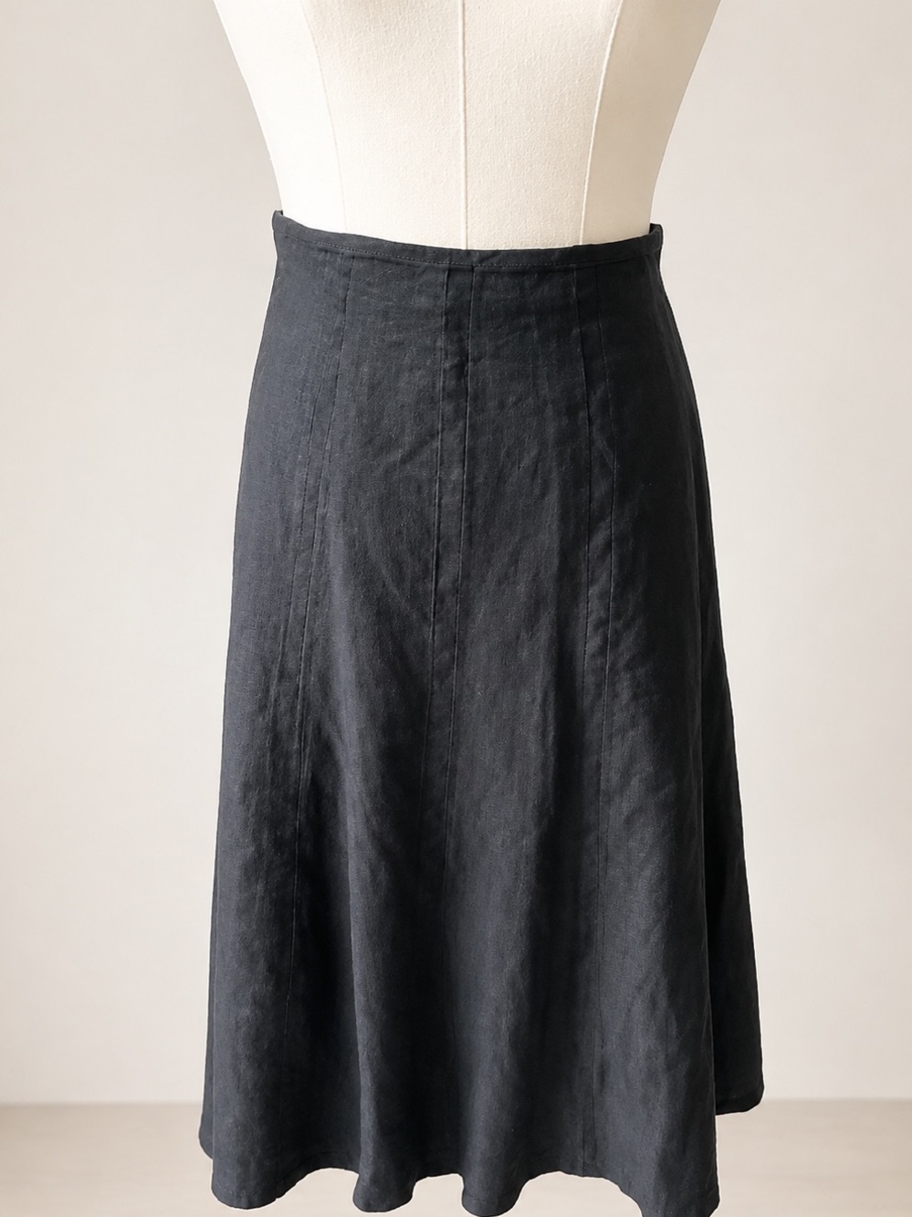 Plus size Lauren Ralph Lauren Black 100% Linen A-Line Skirt Quiet Luxury